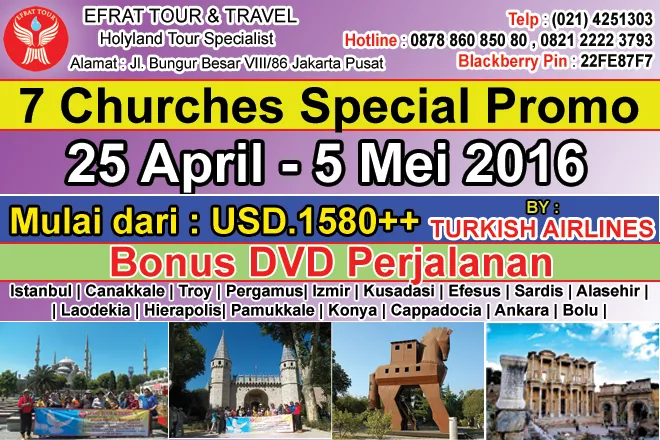 TOUR KE TURKI 25 April - 5 Mei 2016 (11D) Seven Churches Tour by Turkish Airlines  1 paket_tour_turki